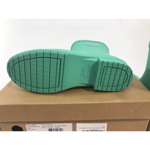 Women's Galochas 8W Light Green Mid Rain Boots - Picture 8 of 8